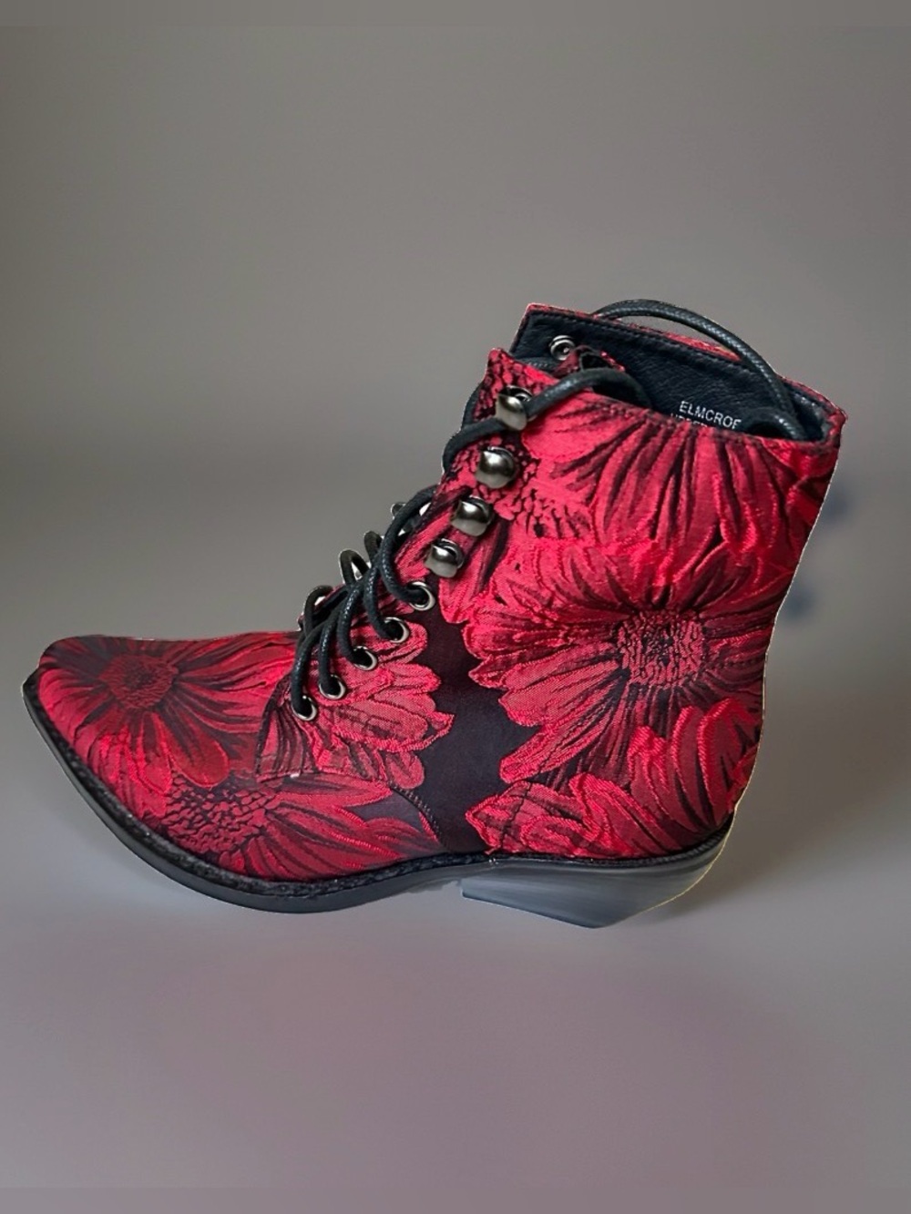 Jeffrey Campbell Grove Lace-Up Western ankle Boot/Red Black ~6
